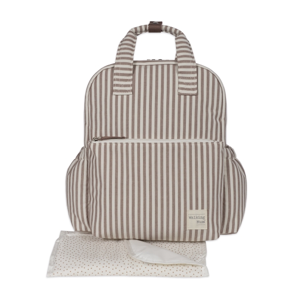 photo Walking Mum Τσάντα Αλλαξιέρα Backpack Praline Strips Moka - Image 1