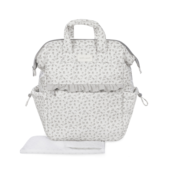 photo Pasito a Pasito Τσάντα Αλλαξιέρα Backpack Little Bloom Flowers Grey - Image 1