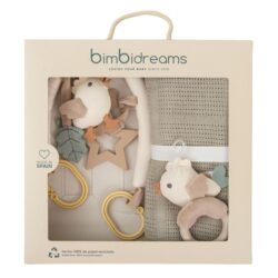 Bimbidreams Σετ Δώρου Κουβέρτα Αγκαλιάς με Κρεμαστό Παιχνίδι Δραστηριοτήτων και κουδουνίστρα Chicks
