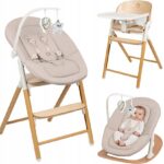 Lionelo Celia Set Ρηλάξ & Καρεκλάκι φαγητού 4 σε 1 White Natural Wood