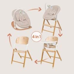 Lionelo Celia Set Ρηλάξ & Καρεκλάκι φαγητού 4 σε 1 White Natural Wood - Image 2