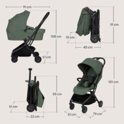 Lionelo Sia Flex Καρότσι Ταξιδίου 2 σε 1 έως 22kg Green Emerald - Image 10