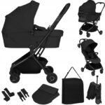 Lionelo Sia Flex Καρότσι Ταξιδίου 2 σε 1 έως 22kg Black Onyx