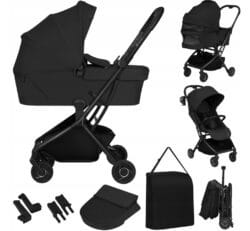 Lionelo Sia Flex Καρότσι Ταξιδίου 2 σε 1 έως 22kg Black Onyx
