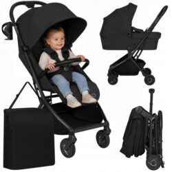 Lionelo Sia Flex Καρότσι Ταξιδίου 2 σε 1 έως 22kg Black Onyx - Image 5