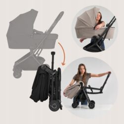 Lionelo Sia Flex Καρότσι Ταξιδίου 2 σε 1 έως 22kg Black Onyx - Image 6