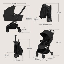 Lionelo Sia Flex Καρότσι Ταξιδίου 2 σε 1 έως 22kg Black Onyx - Image 11