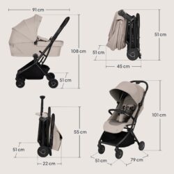 Lionelo Sia Flex Καρότσι Ταξιδίου 2 σε 1 έως 22kg Beige Sand - Image 11