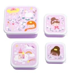 A little lovely company Σετ 4 δοχεία φαγητού Lunch & Snack Box - Princesses - Image 4