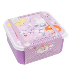 A little lovely company Σετ 4 δοχεία φαγητού Lunch & Snack Box - Princesses