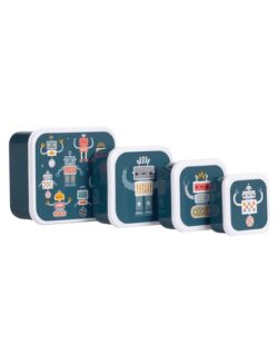 A little lovely company Σετ 4 δοχεία φαγητού Lunch & Snack Box -Robots - Image 4