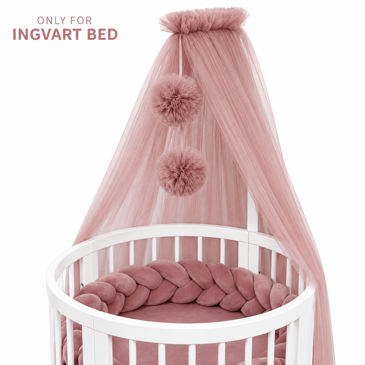 ChatGPT Image 28 Αυγ 2026, 06_49_40 μ.μ. Ingvart Κουνουπιέρα Τούλι Με Pom Pom – Dusty Rose - Image 1