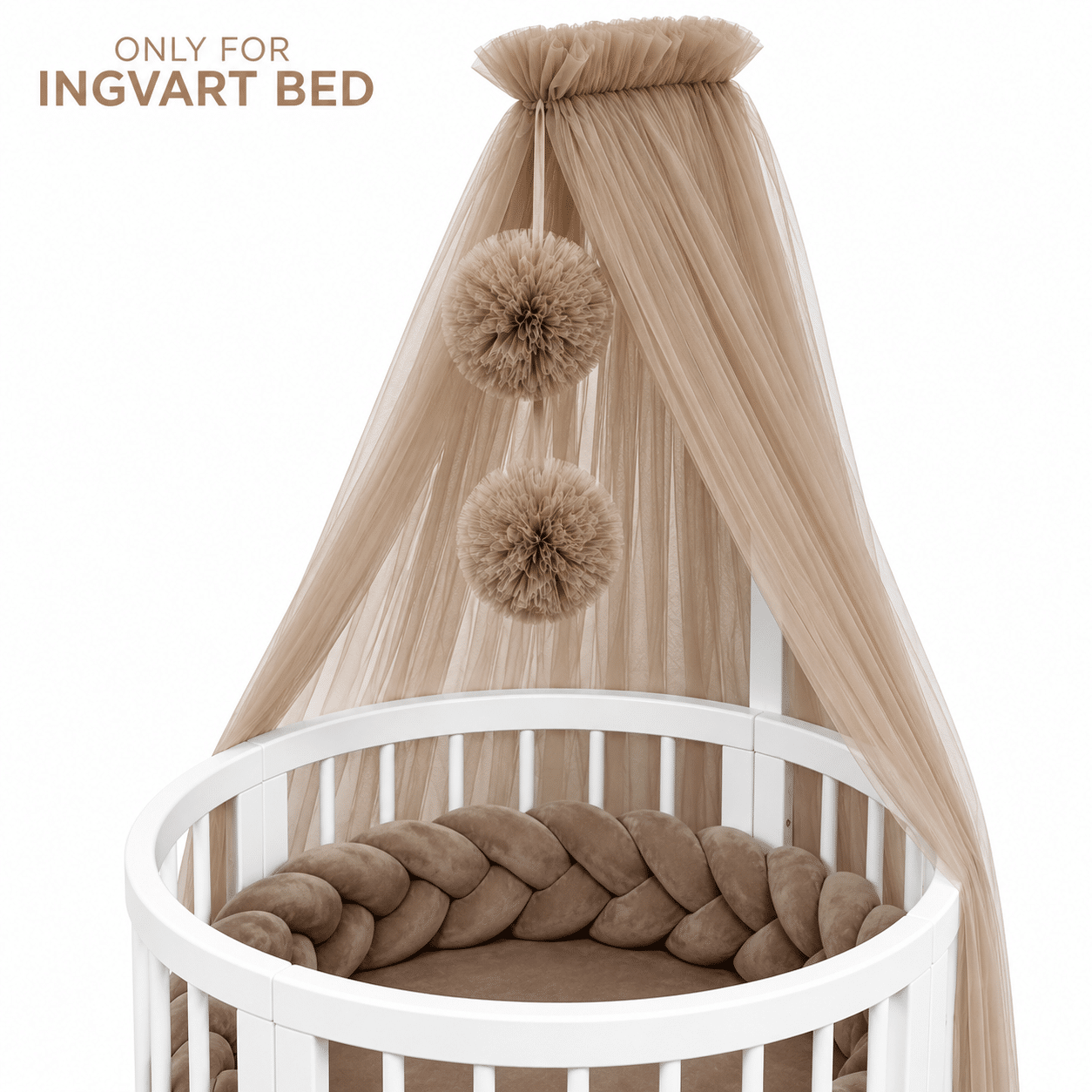 ChatGPT Image 28 Αυγ 2026, 06_50_30 μ.μ. Ingvart Κουνουπιέρα Τούλι Με Pom Pom – Cappuccino - Image 1