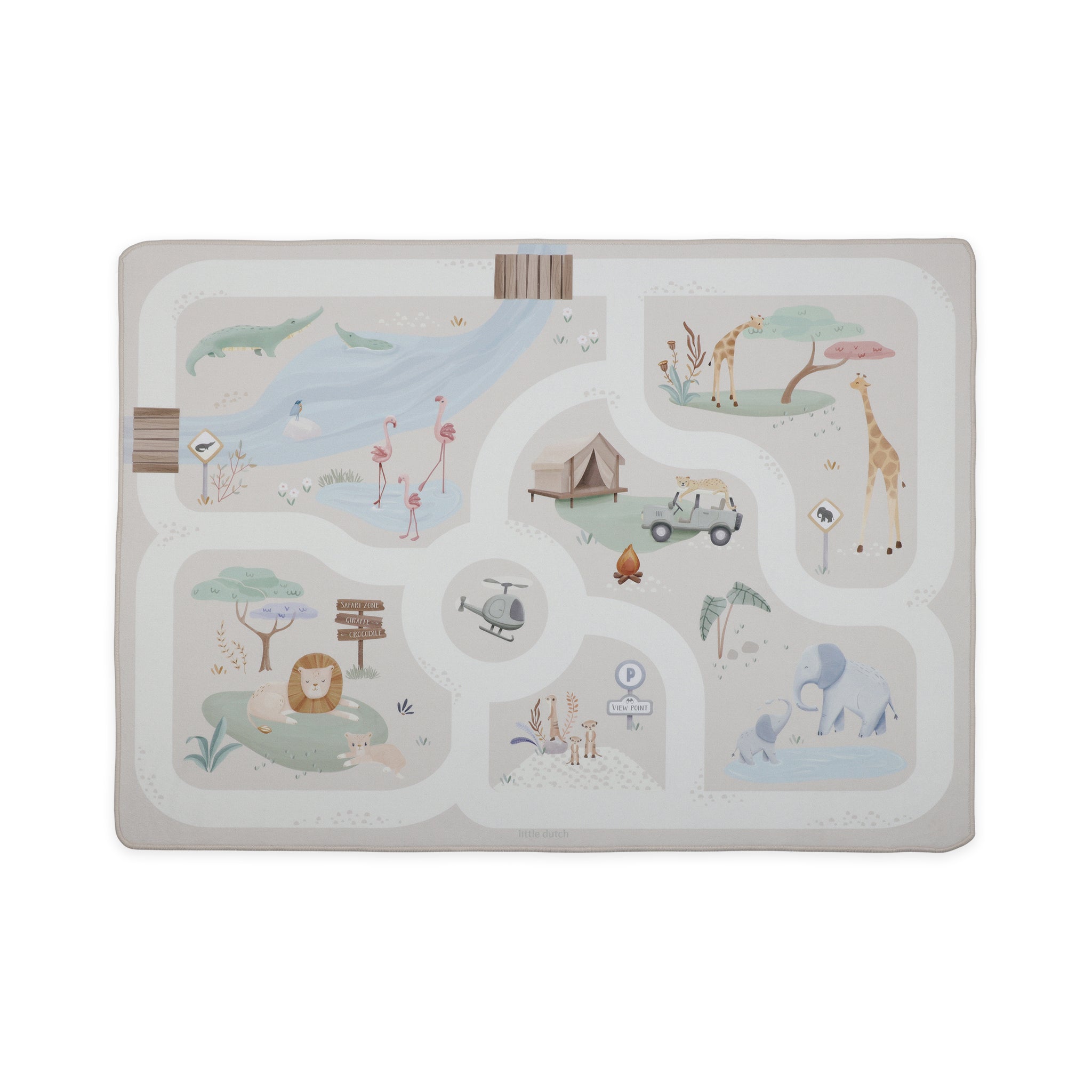 LD7483_01 Little Dutch Χαλάκι παιχνιδιού αυτοκινητάκια Safari Friends - Image 1