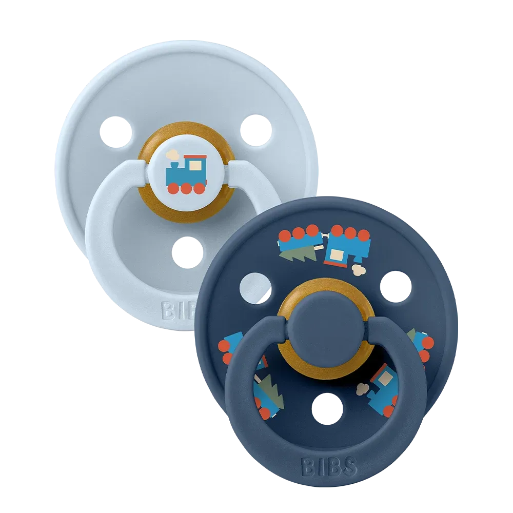 holiday-train-2-pack Bibs Πιπίλες Holiday Train 2Pack - Baby Blue & Steel Blue No2 - Image 1