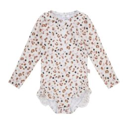 Swim Essentials Ολόσωμο μαγιό με μακριά μανίκια "Offwhite Kahki Leopard" 6-12 Μηνών