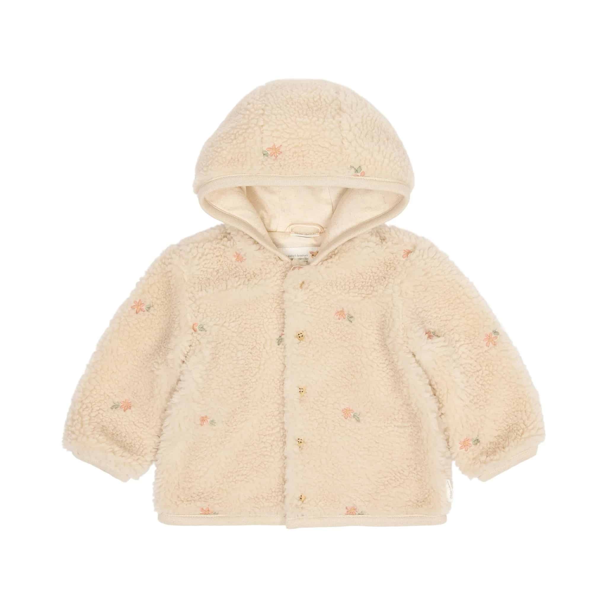 De_Gele_Flamingo_Little_Dutch_Teddy_Vestje_Sand_Flowers_Sand_1 Little Dutch Ζακέτα Teddy Sand Flowers Sand 6-9 Μηνών - Image 1