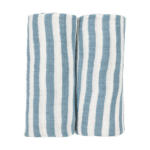 Meyco Σετ 100% Βαμβακερές Μουσελίνες 120x120cm 2 τμχ. Fat Stripe Jeans Blue