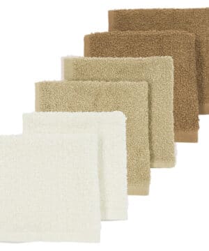 Meyco Πετσετάκια Λαβέτες Πακέτο των 6 Offwhite/Sand/Toffee